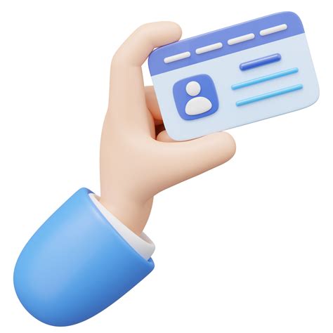 3D Hand holding Id card and floating isolated on transparent. Approve
