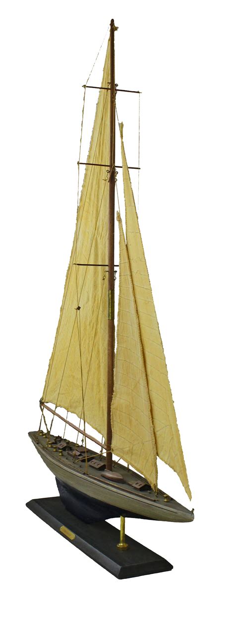 36″h Endeavour Wooden Sailboat Model Display Piece Nautical Tropical