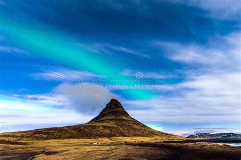 Northern Light In Kirkjufell Iceland Stock Photo Image Of Landscape
