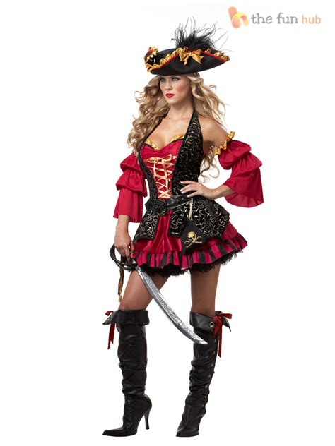 Deluxe Ladies Sexy Pirate Lady Costume Womens Fancy Dress Outfit Sizes