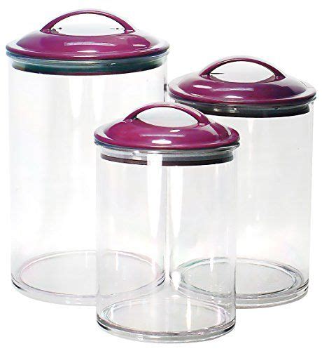 4 pack of 15 oz. Calypso Basics 3-Piece Acrylic Canister Set, Plum Lids ...