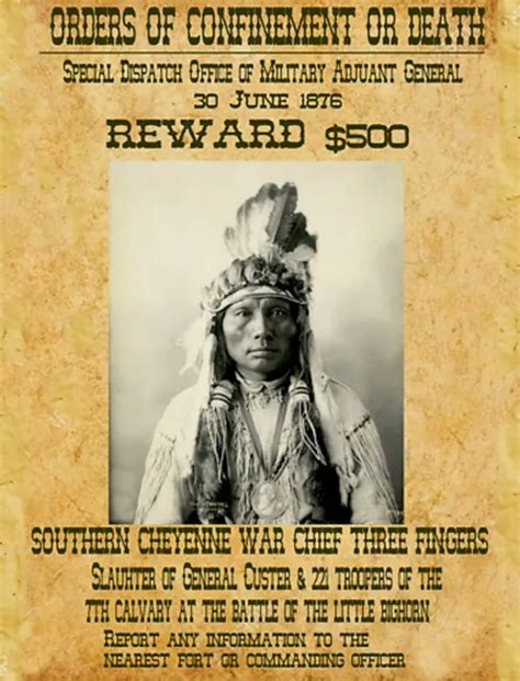THREE FINGERS CHEYENNE Native Indian War Chief Wanted Poster 8X11 Photo