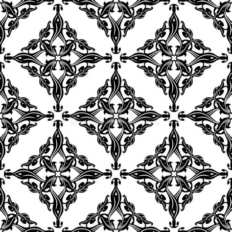 Black And White Floral Damask Seamless Pattern Vector Vintage Ornament