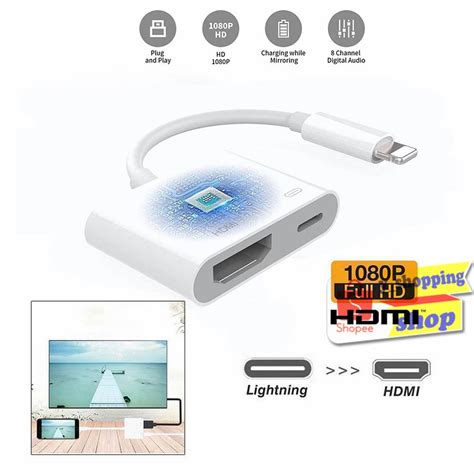 Lightning To Hdmi Vga Jack Audio Tv Adapter Cable For Iphone X Plus