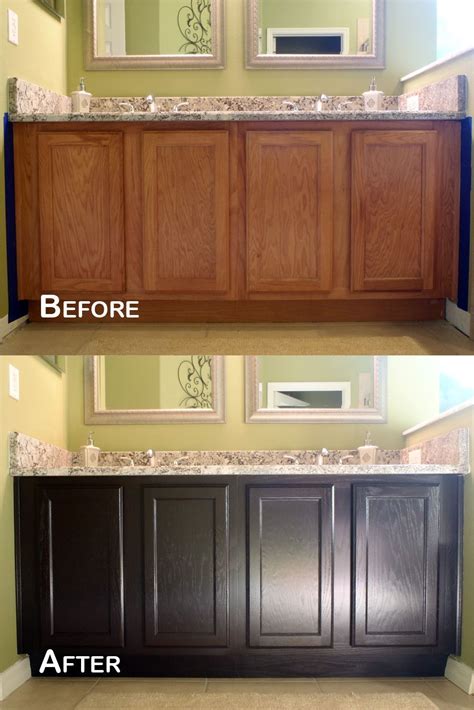 Constructed from fine particles that usually lack noticeable grains, mdf delivers a smooth finish at a reasonable price. Gel Stain Oak Cabinets Before And After | Stained kitchen ...