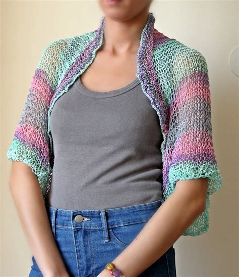Spring Colorful Cotton Knit Shrugs Womens Hand Knit By Nastiadi