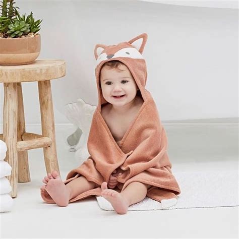 Splish splash, baby will love that bath! Elegant Baby Fox Hooded Towel - Stitch Sensations