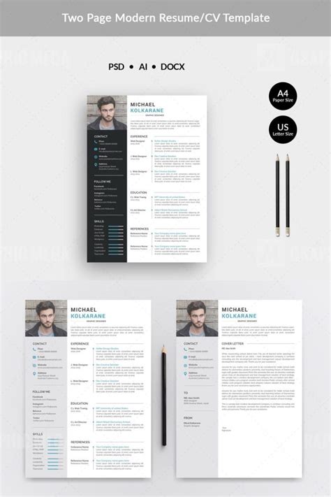 Sleek Resume Cv Template Graphic Mega Graphic Templates Store