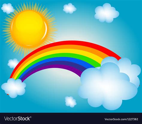Cloud Sun Rainbow Background Royalty Free Vector Image