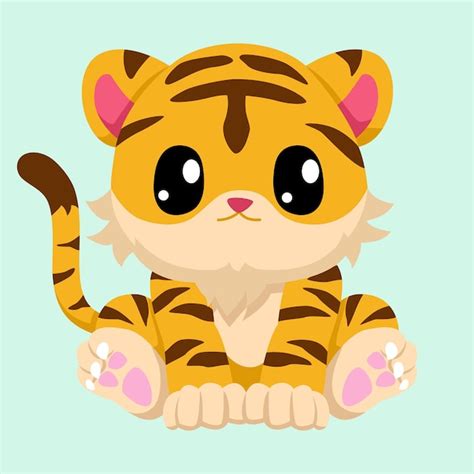 Dessin Animé Mignon De Tigre Vecteur Premium