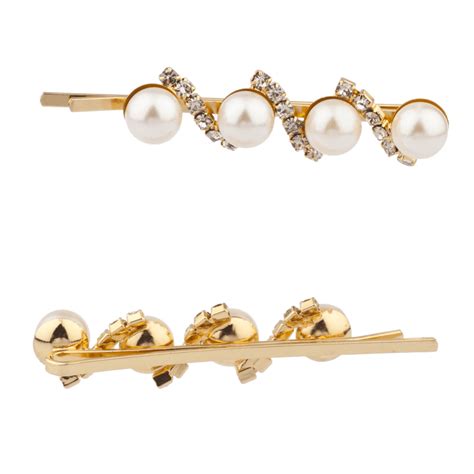 Lux Accessories Faux Pearl Pave Crystal Hair Clips Pins Set Bridal