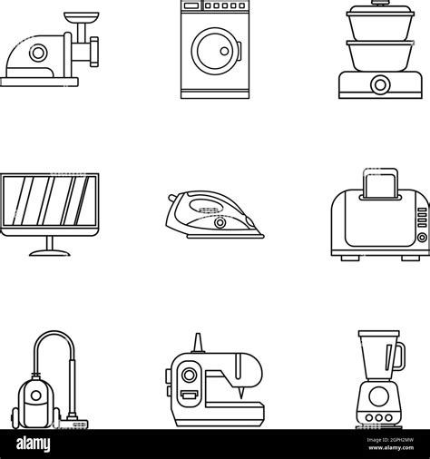 Home Appliances Icons Set Outline Style Stock Vector Image And Art Alamy