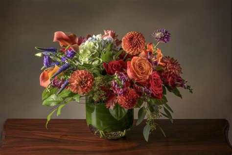 Sienna Vibrant Fresh Flower Arrangement In Bold Autumn Colors Robin