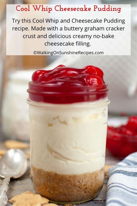 Cool Whip And Cheesecake Pudding Recipe Easy Cheesecake Recipes Cheesecake Desserts No