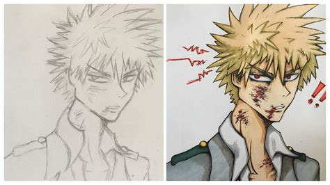 Another Bakugo Drawing Before And After Colouring Rbokunoheroacademia