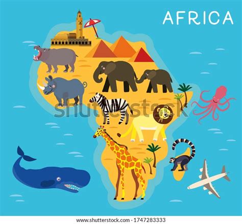 Cartoon Map Africa Africa Travel Guide Stock Illustration 1747283333