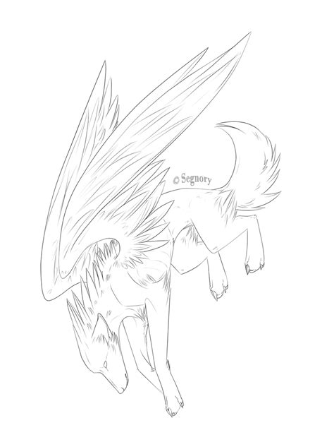 Free Lineart Winged Wolf By Eredhys On Deviantart