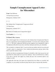 Main Sample Unemployment Appeal Letter For Misconduct Pdf Sample Unemployment Appeal Letter