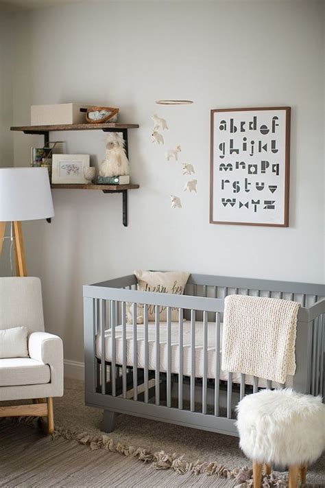 Stylish pale grey, wood and white unisex nursery inspiration