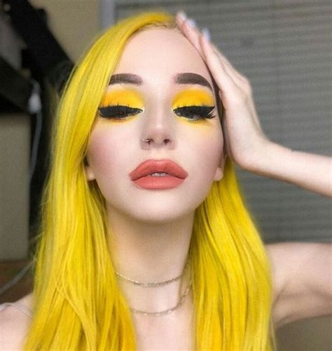 Carmen Yellow Lace Front Wig For Women With Straight Human Hair Yellow Makeup Makeup