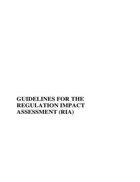 Guidelines For The Regulation Impact Assessment Ria