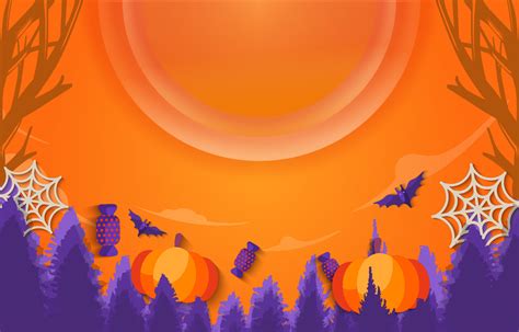 Trick Or Treat Halloween Background Landscape View Background With Big