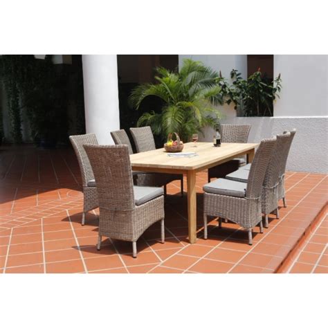 Featuring a stylish x leg design, its angular lines are thoughtfully complemented with rounded edges and seamless joinery. Canberra High Back with Teak Table - Plumindustries