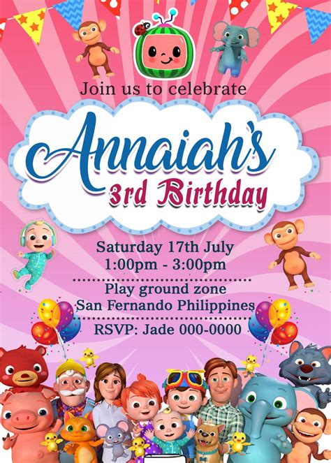 Printable Cocomelon Birthday Invitation, Cocomelon invitations