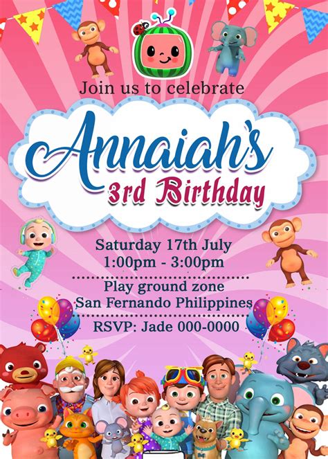 Paper Invitations And Announcements Cocomelon Party Cocomelon Digital