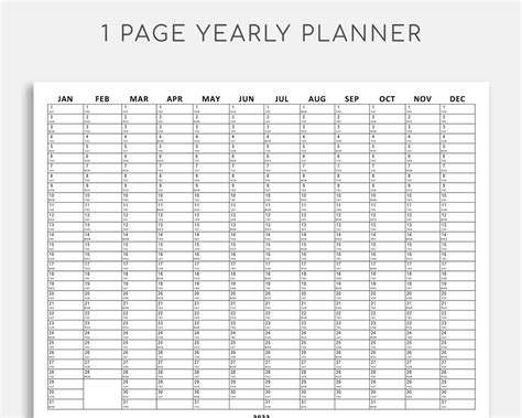2022 2024 Jaarplanner Op 1 Pagina Jaarlijkse Planner 365 Etsy België