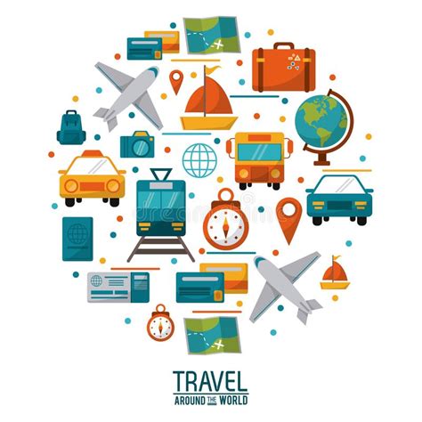 Travel Around The World Concept Poster Design Stock Vector