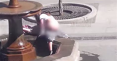 Fountain Sex Couple On The Run After Steamy Public Display