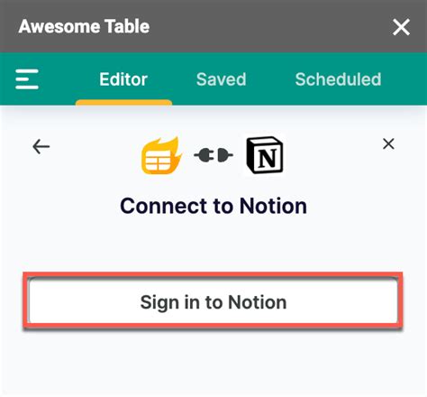 Log In The Notion Connector Documentation Awesome Table Support