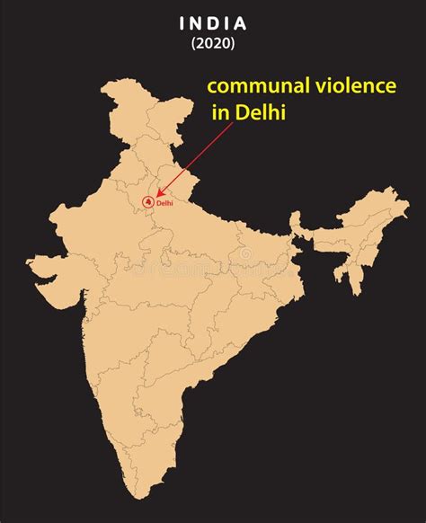 Violence In Delhi In India Map Communal Violence In Delhi Vektor Illustrationer Illustration
