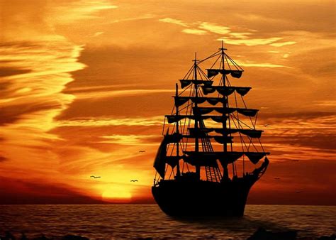 P Free Download Sailing Off Into The Sunset Sunset Sail Colored Golden Boatsmskies Hd