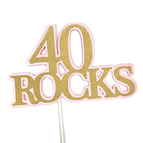 40th Birthday Topper 40 Rocks Sucker Bouquet Pink And Etsy