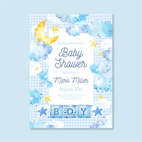 Download Free Vector | Baby shower invitation template for boy