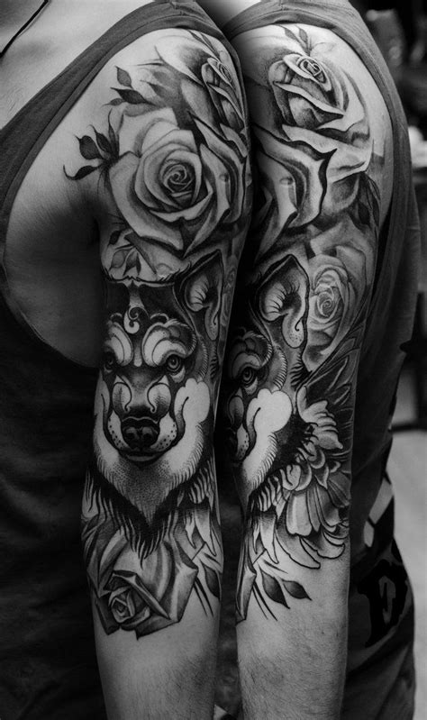 There are many different variations of the shoulder tattoo including the outside shoulder, front shoulder, shoulder blade, inside shoulder and the top shoulder. wolf rose by tattooneos.deviantart.com on @DeviantArt ...