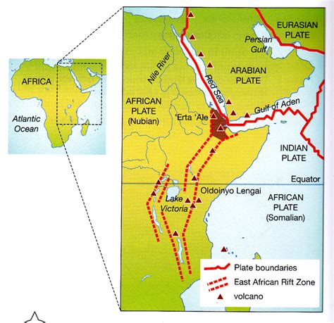 The great rift valley is a series of contiguous geographic trenches, approximately 7,000 kilometres (4,300 mi) in total length, that runs from the beqaa valley in lebanon which is in asia to mozambique in southeast africa. Plate Boundaries - Our Changing Earth - Plate Tectonics
