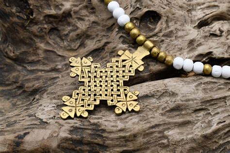 Axum Ethiopia Cross Necklace Brass Wooden Beads In 2021 Etsy Jewelry