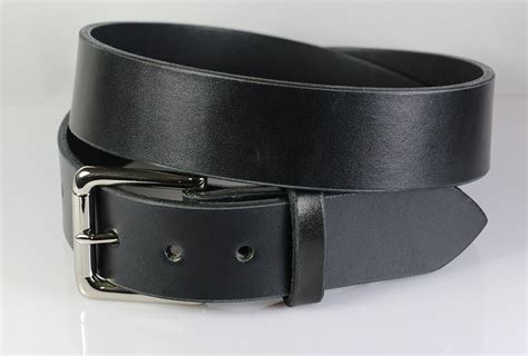 Mens Plain Black Leather Belt With Removable Buckle 15 Wide