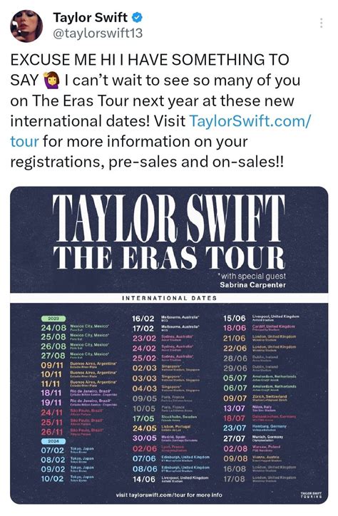 Taylor Swift Tweets About His Tour Dates For The Last Two Years On Twitter