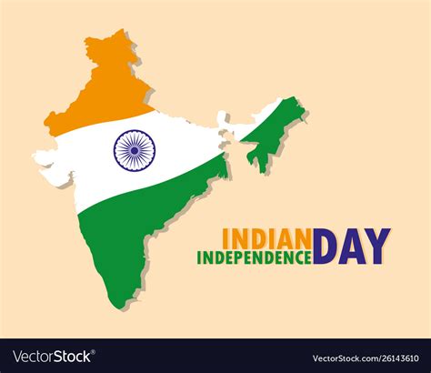 Indian Independence Day Poster With Map Flag Vector Image