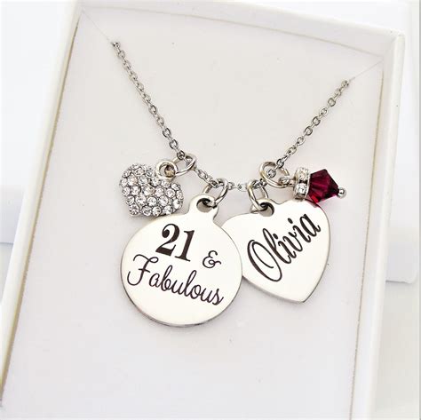 21st Birthday Necklace Personalized 21st Birthday T For Etsy