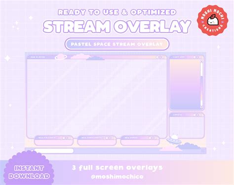 Twitch Overlay Customizable Pastel Space Stream Overlay Set Etsy