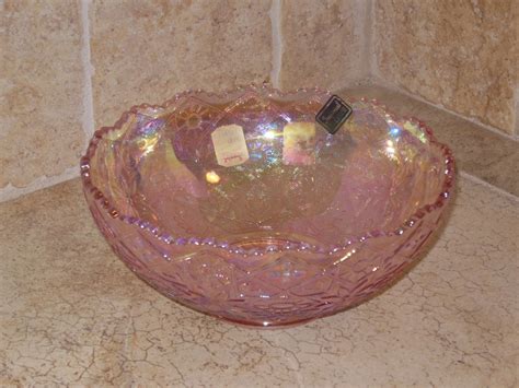 1978 Imperial Lenox Pink Carnival Glass 7 Hattie Bowl 42684pk Nos