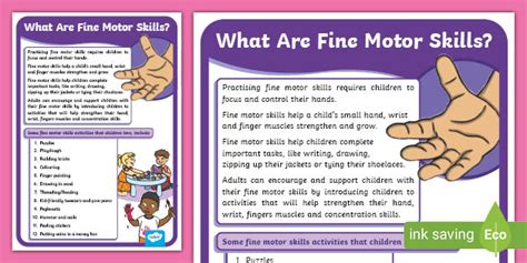 What Are Fine Motor Skills Display Poster Teacher Made