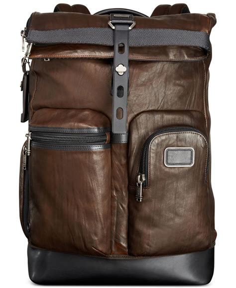 Tumi Alpha Bravo Luke Roll Top Leather Backpack In Brown For Men Lyst