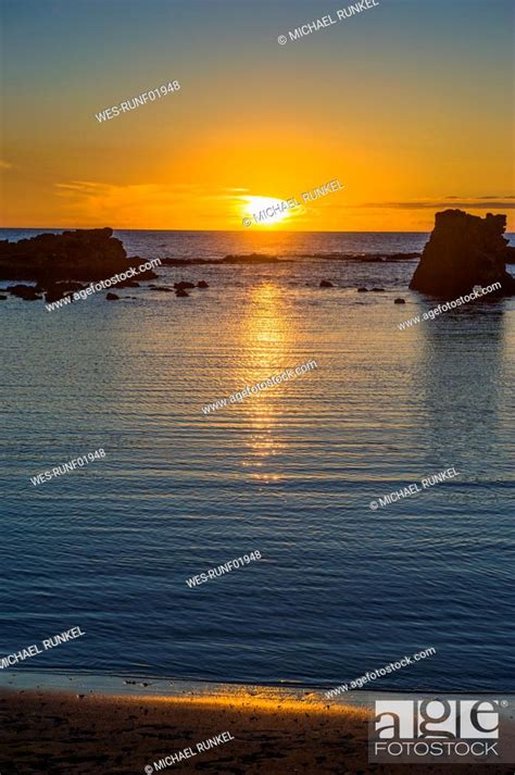 Usa Hawaii Big Island Sunset At The Beach Of Kikaua Point Park