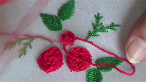Hand Embroidery Stem Stitch Roses Youtube